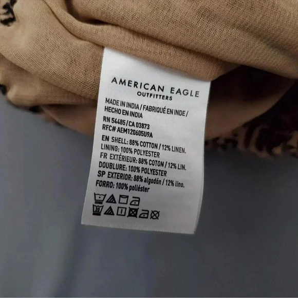 American Eagle Y2K Skirt Buttons Belted Linen Blend Cheetah Pull On Brown Size S - Picture 8 of 9